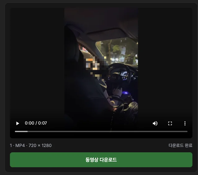 첫 영상을 실제 다운로드한 뒤.